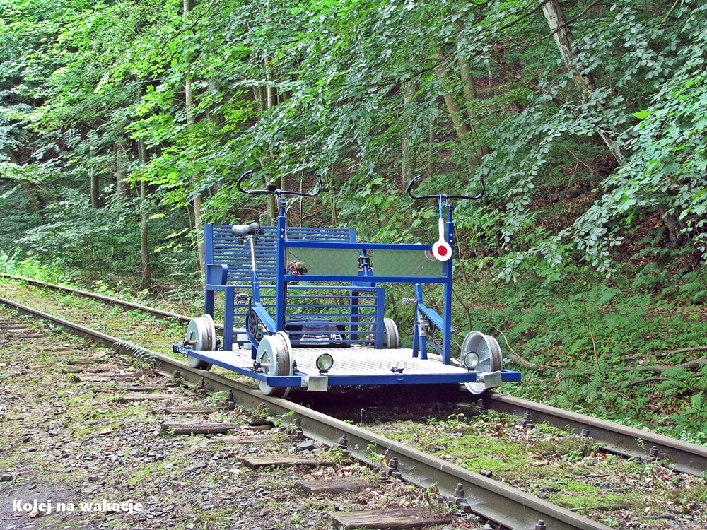 Drezyna na szlaku wzdłuż Zalewu Wiślanego.