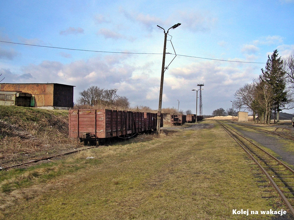 Nieczynne wagony towarowe na terenie Cukrowni Brześć Kujawski w 2008 roku – koniec transportu węgla koleją wąskotorową.