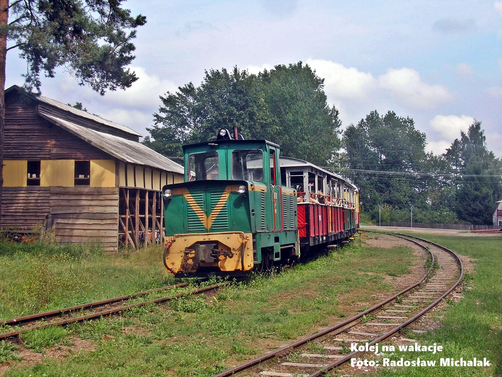 Pociąg wąskotorowy na stacji w Sypitkach.