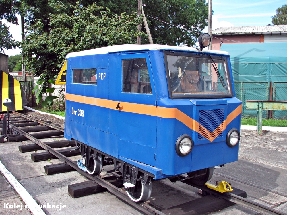 Wystawa Zachodniopomorskich Kolei Dojazdowych - fragment wystawy z drezyną Dm-308