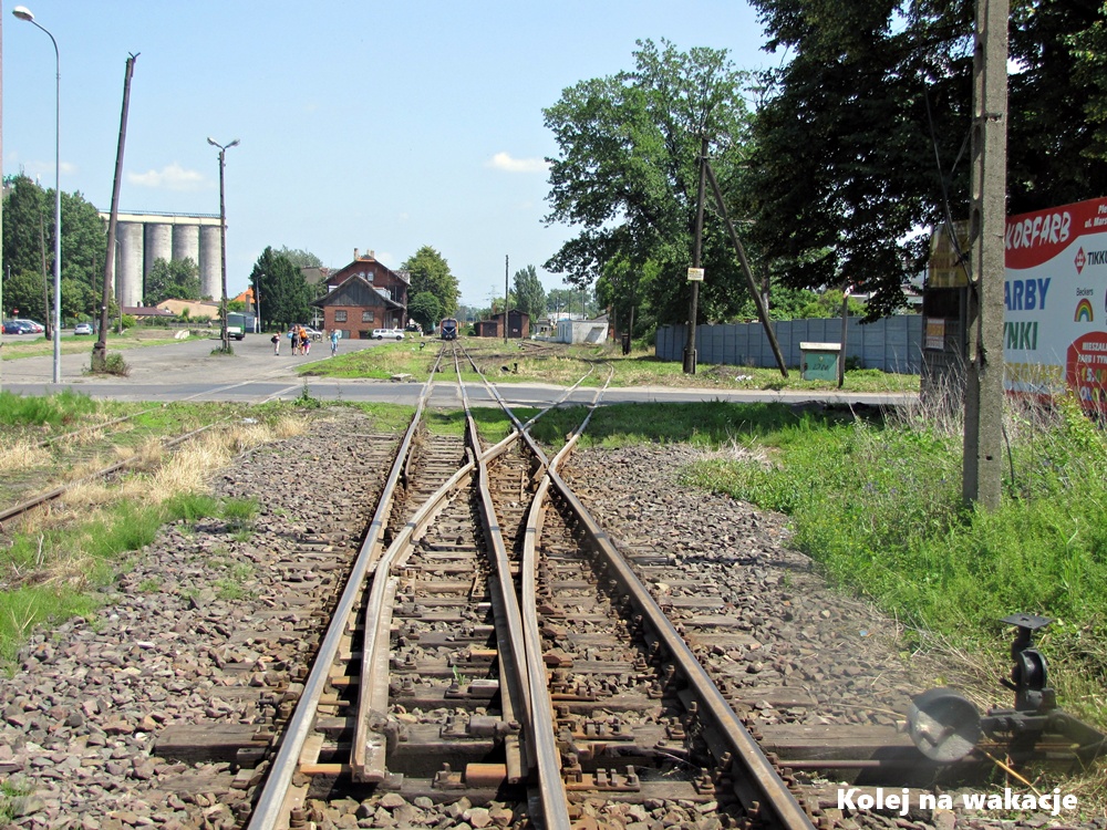 Unikalny splot trzech szyn w Pleszewie – wspólny odcinek toru normalnego 1435 mm i wąskotorowego 750 mm.