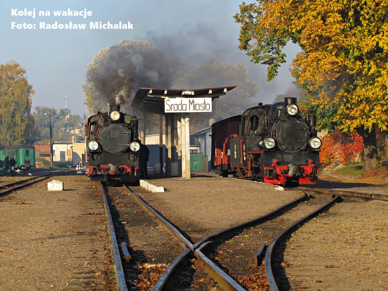 Stacja Środa Miasto - dwa parowozy Px48.