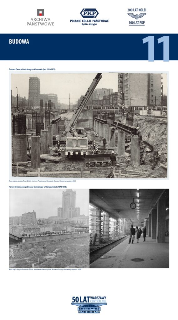 Jedna z plansz wystawy „50 lat Dworca Centralnego w zbiorach Archiwów Państwowych”. Materiał organizatora.