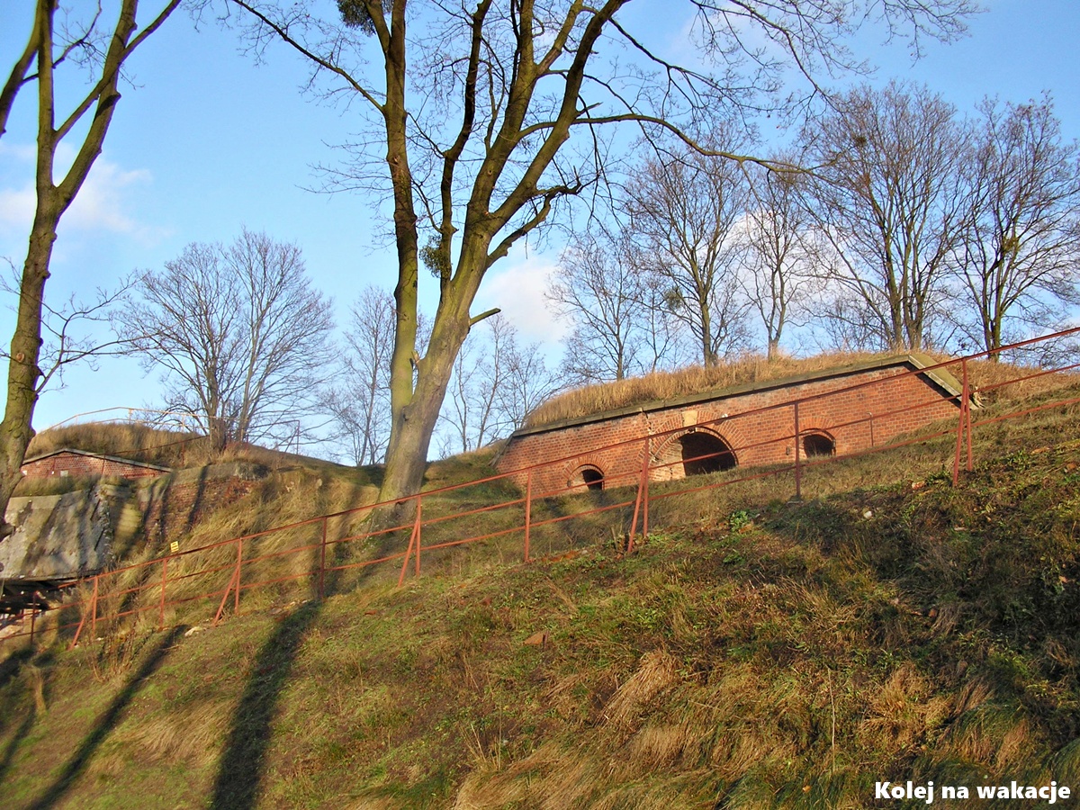 Toruń – sprawdzony plan na weekendową wycieczkę (co zobaczyć + dojazd pociągiem) 4 Fragment ceglanych murów obronnych i umocnień Fortecy Toruńskiej, zabytkowa architektura militarna Torunia.